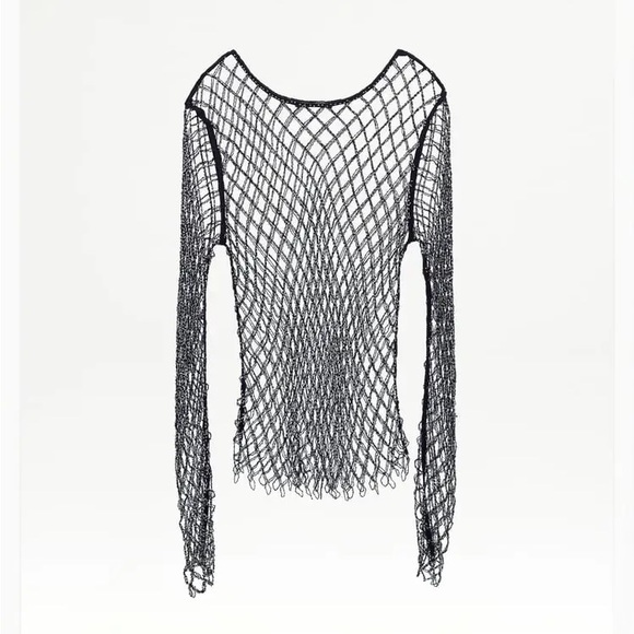 Sold NWT Zara RHINESTONE MESH TOP. Size medium/large. - Picture 6 of 9